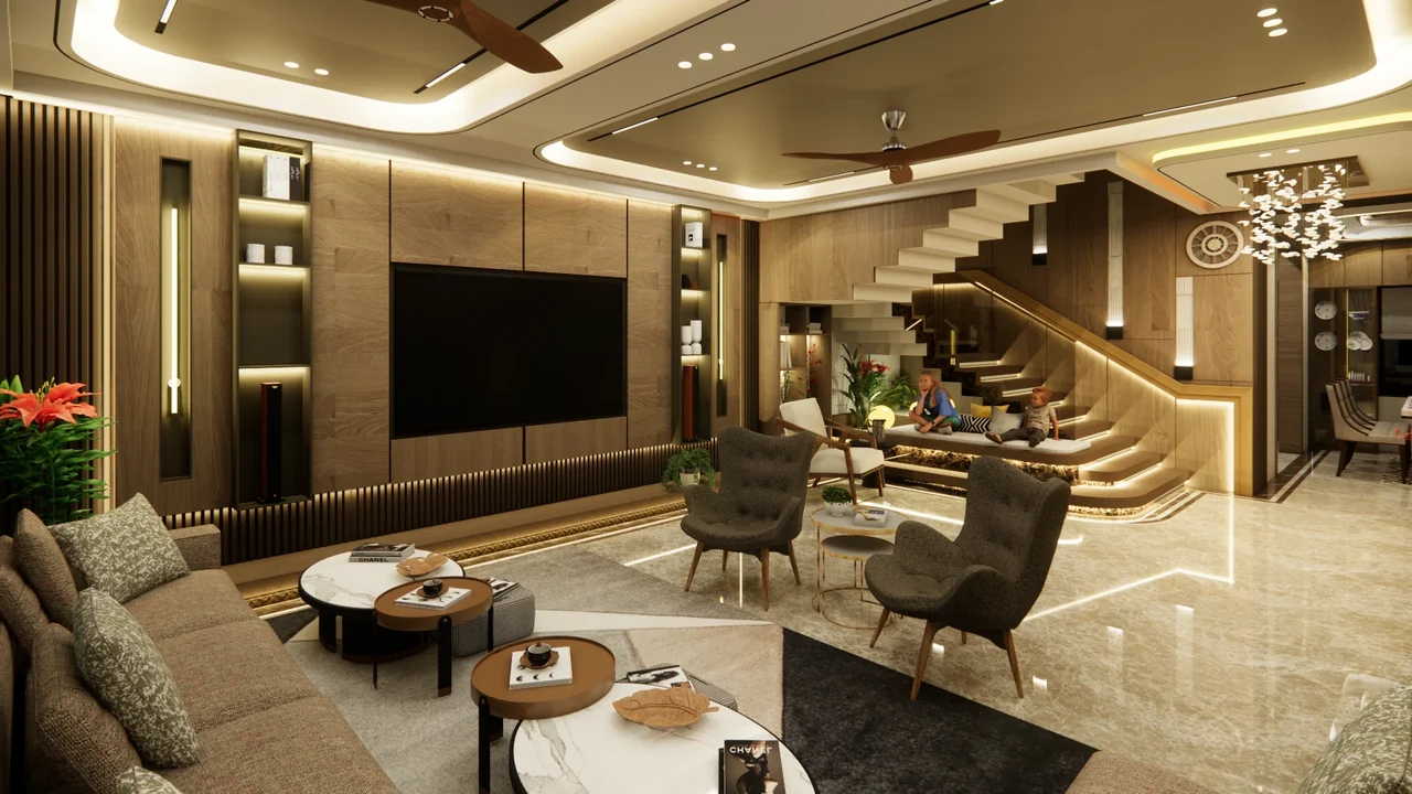 A living room for gathering — Interior design visualization