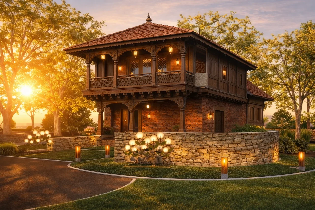 Maratha-inspired farmhouse — Design visualization